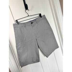 Banana Republic‎ Men's Checkered 100% Cotton Chino Shorts Grey White Size 34